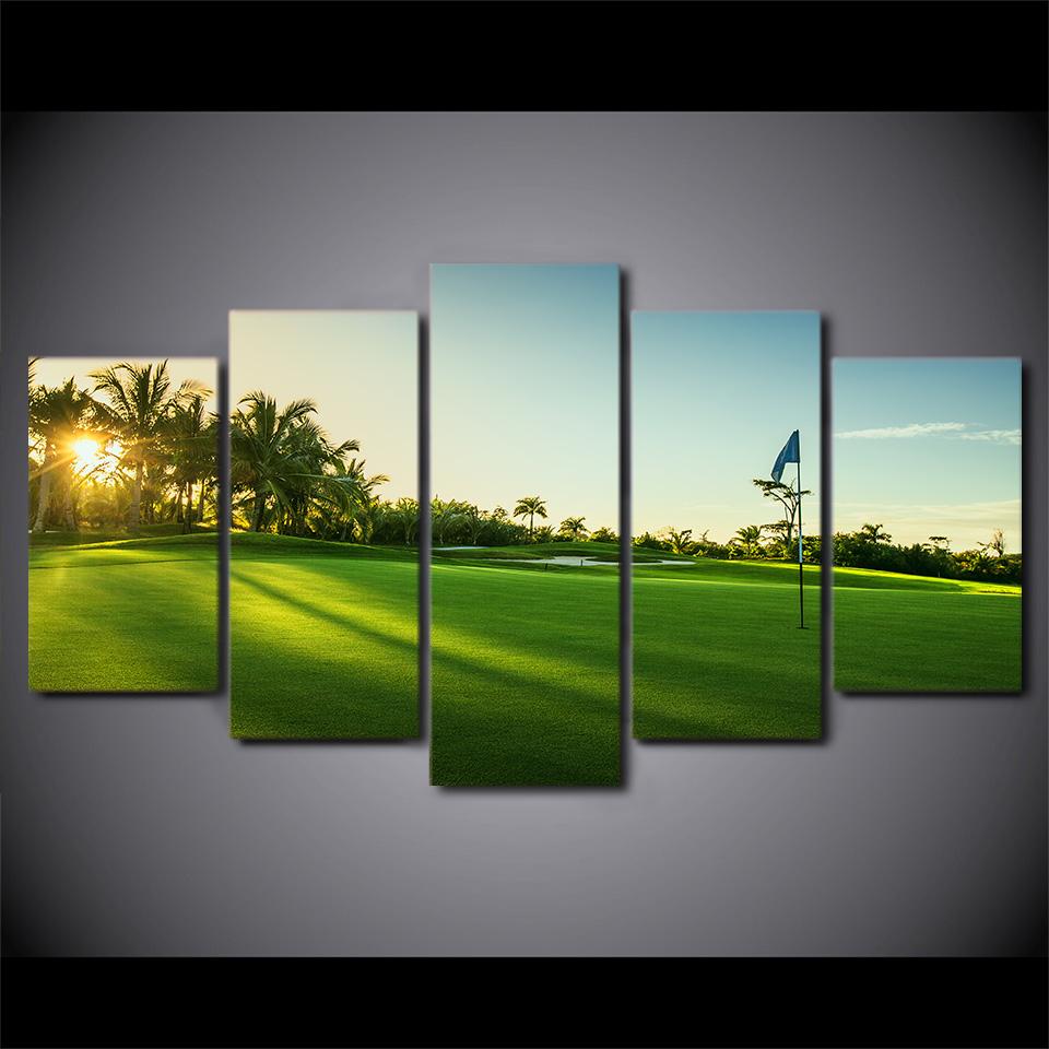Beautiful Golf Course Painting 5 Piece Canvas Art Wall Decor - Canvas Prints Artwork