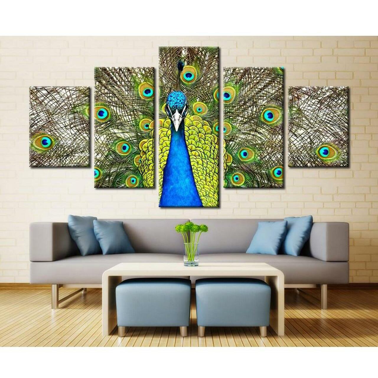 Colorful Peacock 5 Piece Canvas Art Wall Decor – CA Go Canvas
