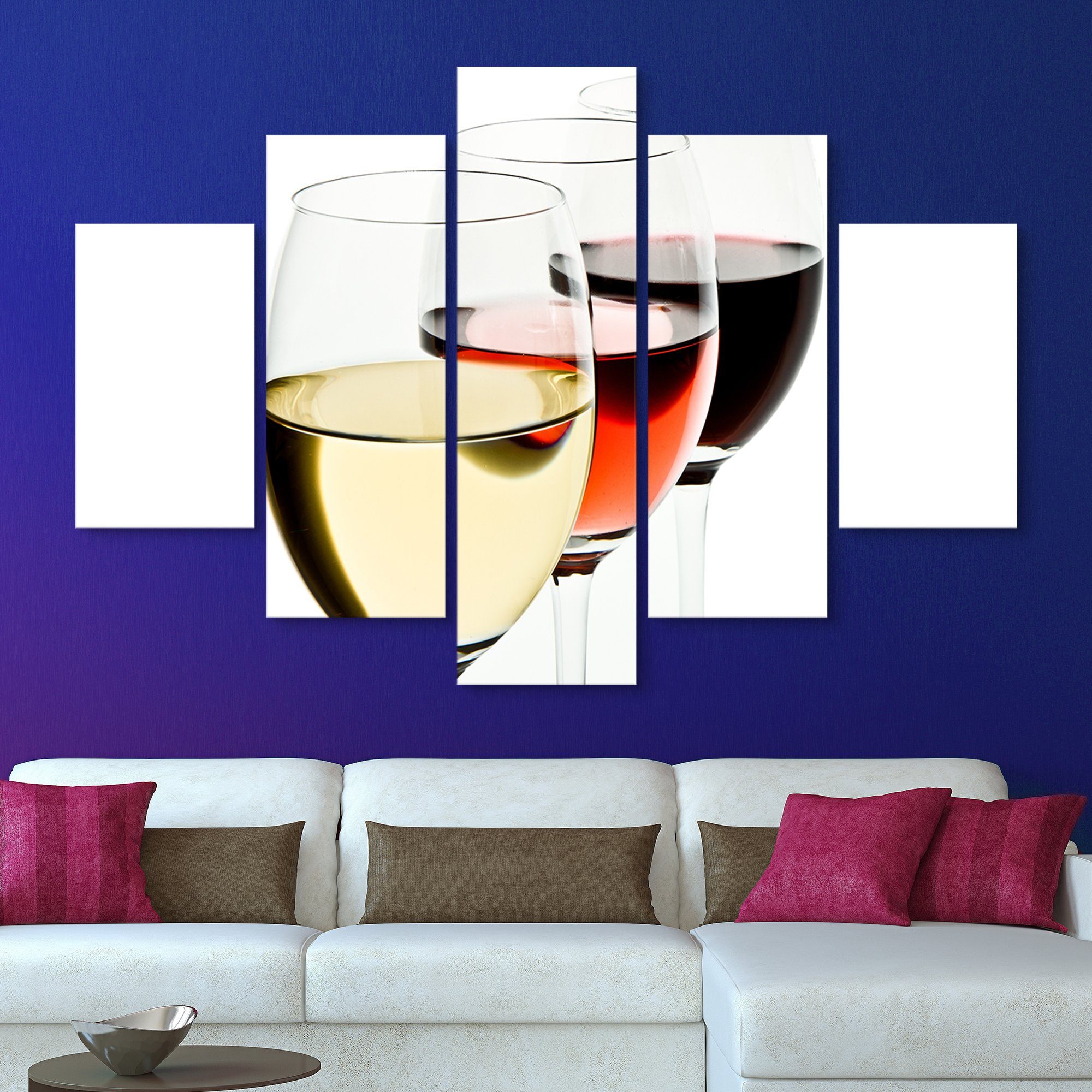 White, Rose, Red Wine – 5 Piece Canvas Art Wall Decor – CA Go Canvas